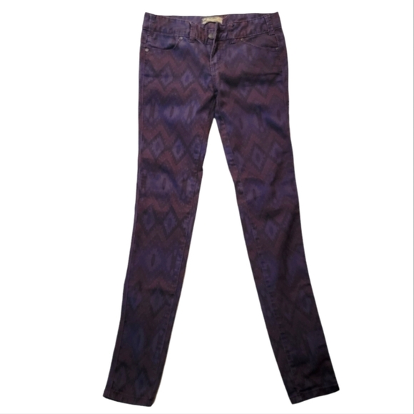 Free People Midrise Skinny Jeans Size 26x31 Purple Geometric - Picture 1 of 4